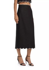 Zimmermann Crush Scalloped Midi-Skirt