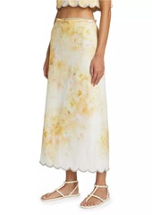 Zimmermann Crush Scalloped Midi-Skirt