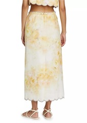 Zimmermann Crush Scalloped Midi-Skirt