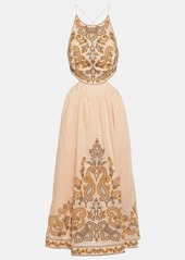 Zimmermann Devi embroidered linen midi dress