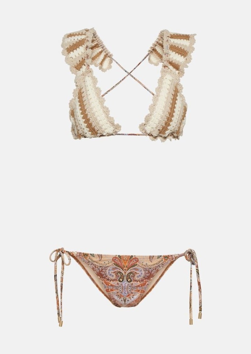 Zimmermann Devi printed crochet bikini