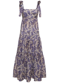 Zimmermann Devi Printed Lace-up Cotton Maxi Dress