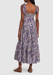 Zimmermann Devi Printed Lace-up Cotton Maxi Dress