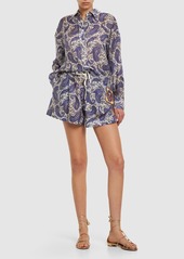 Zimmermann Devi Printed Relaxed Fit Silk Shorts