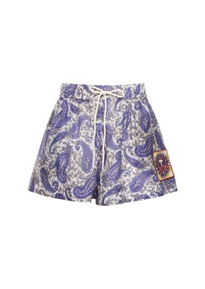 Zimmermann Devi Printed Relaxed Fit Silk Shorts