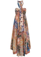 Zimmermann Devi Printed Silk Halter Dress