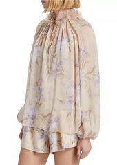 Zimmermann Eden Floral Ruffled Neck Blouse