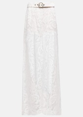 Zimmermann Embroidered high-rise wide-leg pants