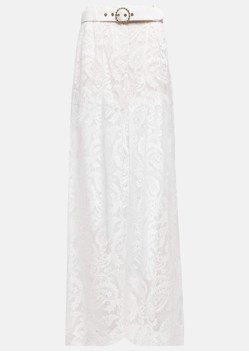 Zimmermann Embroidered high-rise wide-leg pants