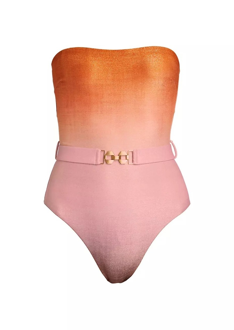 Zimmermann Glittery Belted One-Piece Swimsuit