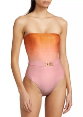 Zimmermann Glittery Belted One-Piece Swimsuit