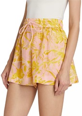 Zimmermann Golden Floral Silk Shorts