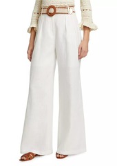 Zimmermann Golden Tuck Linen Wide-Leg Pants