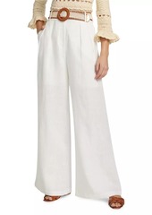 Zimmermann Golden Tuck Linen Wide-Leg Pants