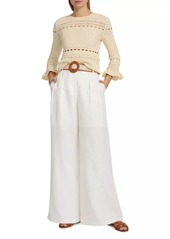 Zimmermann Golden Tuck Linen Wide-Leg Pants