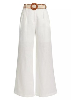 Zimmermann Golden Tuck Linen Wide-Leg Pants