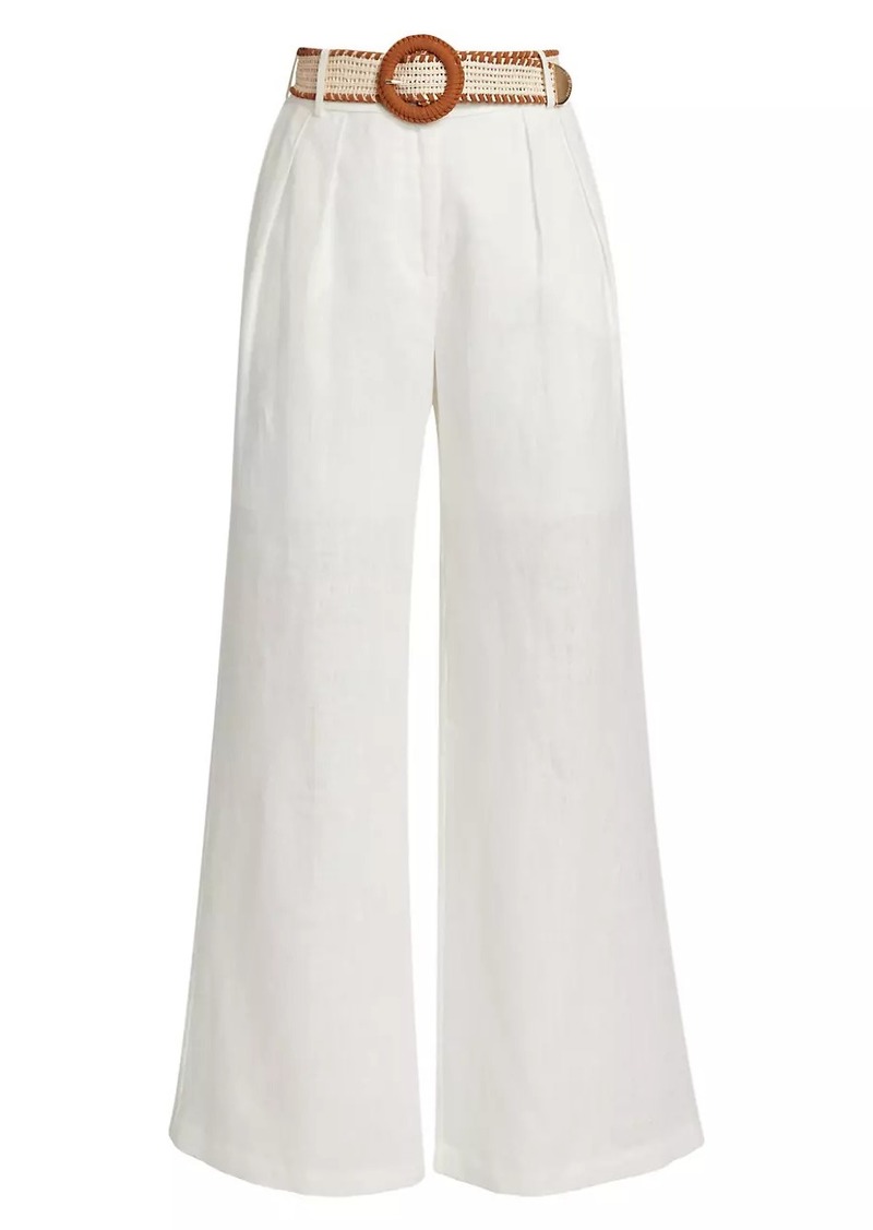 Zimmermann Golden Tuck Linen Wide-Leg Pants