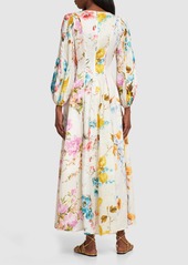 Zimmermann Halcyon Floral Layered Linen Maxi Dress