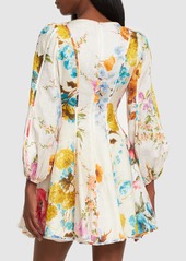 Zimmermann Halcyon Floral Layered Linen Mini Dress