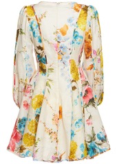 Zimmermann Halcyon Floral Layered Linen Mini Dress