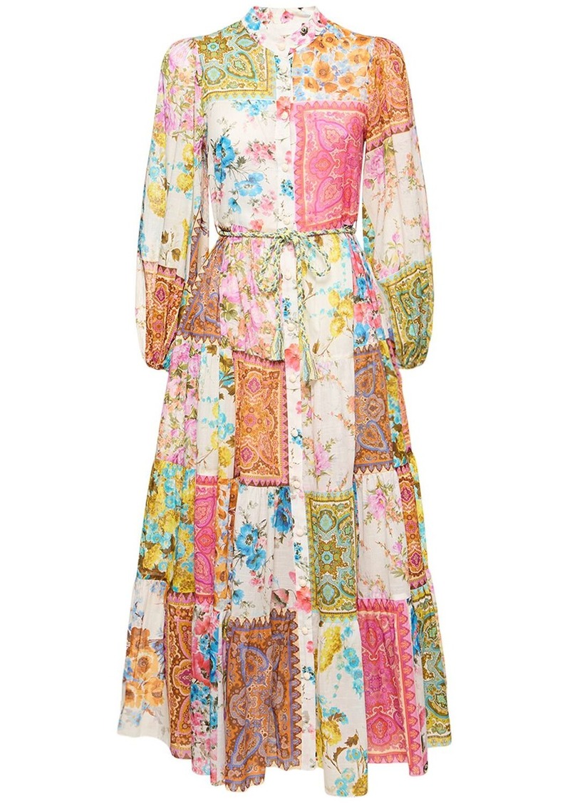 Zimmermann Halcyon Printed Tiered Cotton Midi Dress