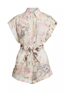 Zimmermann Halliday Floral Linen Romper