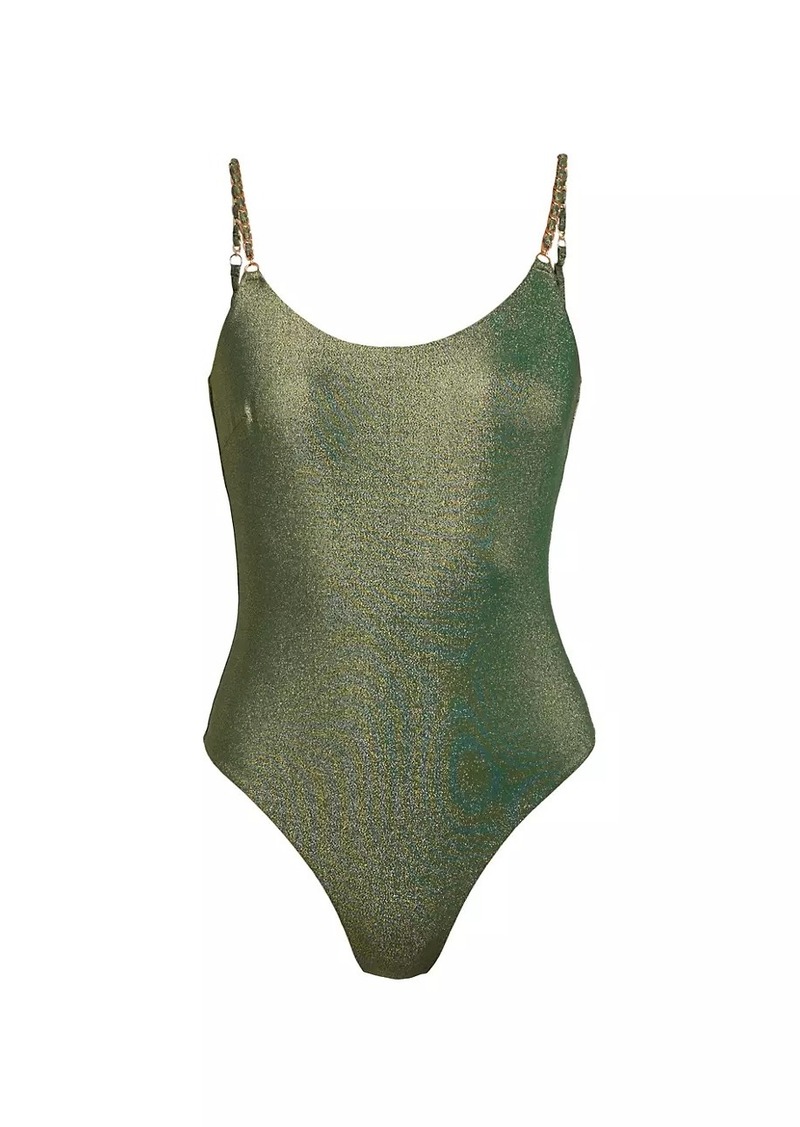 Zimmermann Halliday Glittery One-Piece Swimsuit
