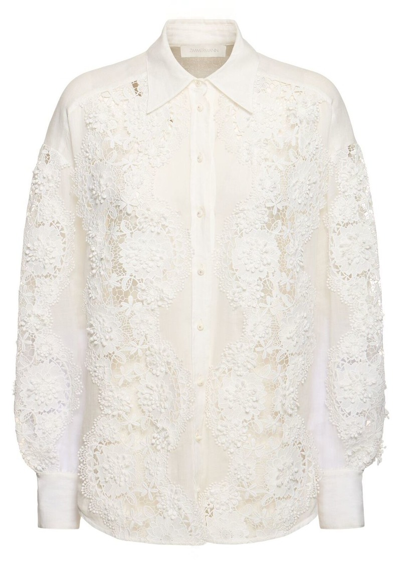 Zimmermann Halliday Ramie Lace Flower Shirt