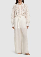 Zimmermann Halliday Ramie Lace Flower Shirt