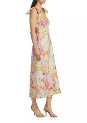 Zimmermann Harmony Linen Floral Midi-Dress