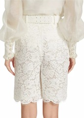 Zimmermann High Tide Belted Lace Long Line Shorts