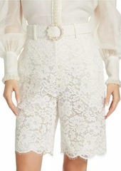 Zimmermann High Tide Belted Lace Long Line Shorts
