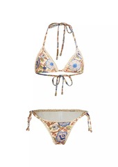 Zimmermann Junie Crochet-Trimmed Floral String Bikini Set