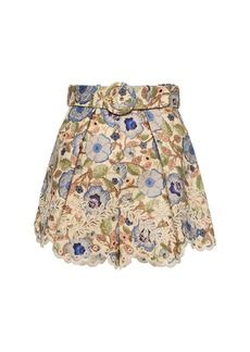 Zimmermann Junie Embroidered Linen Shorts