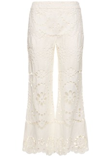 Zimmermann Lexi Embroidered Linen Flared Pants