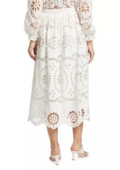 Zimmermann Lexi Embroidered Linen Midi-Skirt