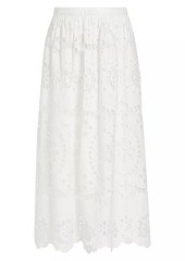 Zimmermann Lexi Embroidered Linen Midi-Skirt