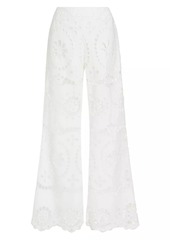 Zimmermann Lexi Flared Eyelet Linen Pants