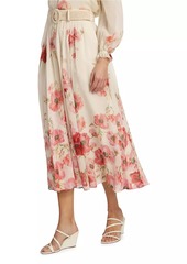 Zimmermann Lightburst Floral Cotton-Silk Maxi Skirt