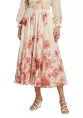 Zimmermann Lightburst Floral Cotton-Silk Maxi Skirt