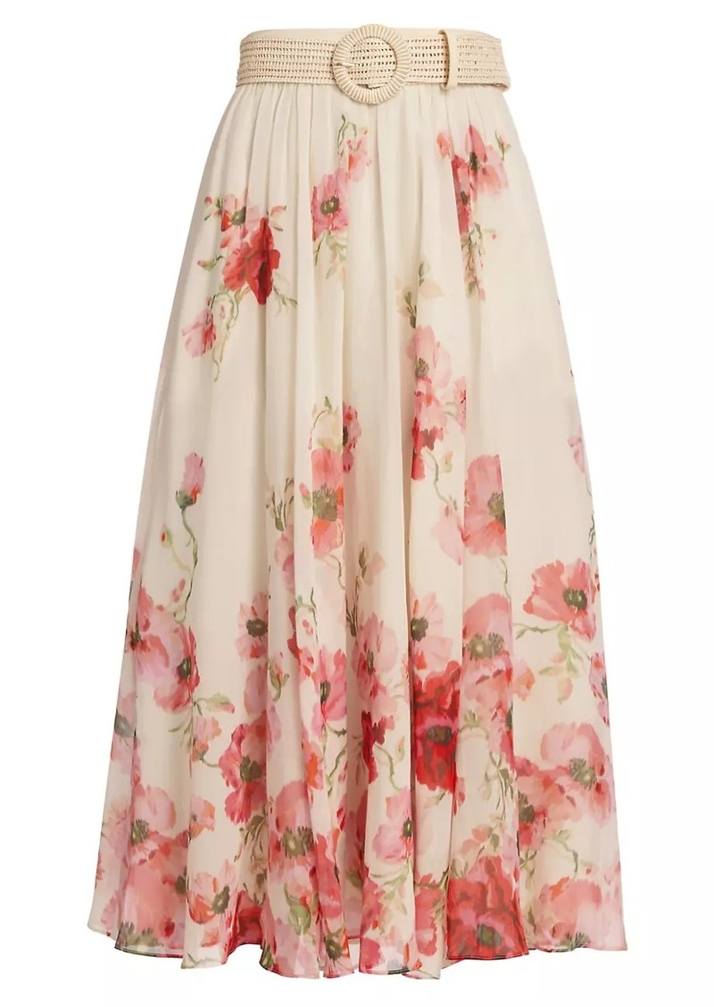 Zimmermann Lightburst Floral Cotton-Silk Maxi Skirt