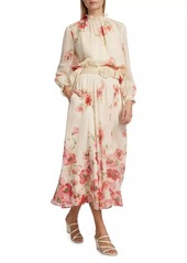 Zimmermann Lightburst Floral Cotton-Silk Maxi Skirt