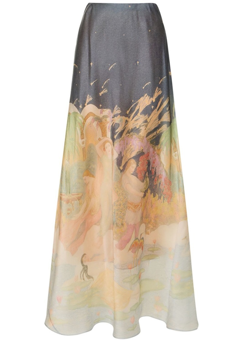 Zimmermann Lyrical Printed Silk Midi Skirt