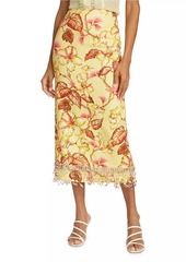 Zimmermann Matchmaker Floral Diamante Midi-Skirt