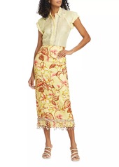 Zimmermann Matchmaker Floral Diamante Midi-Skirt