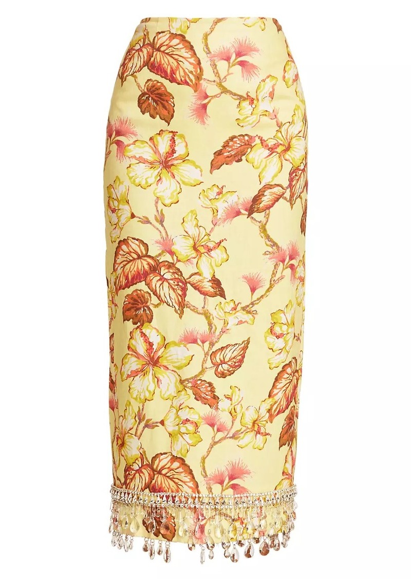 Zimmermann Matchmaker Floral Diamante Midi-Skirt