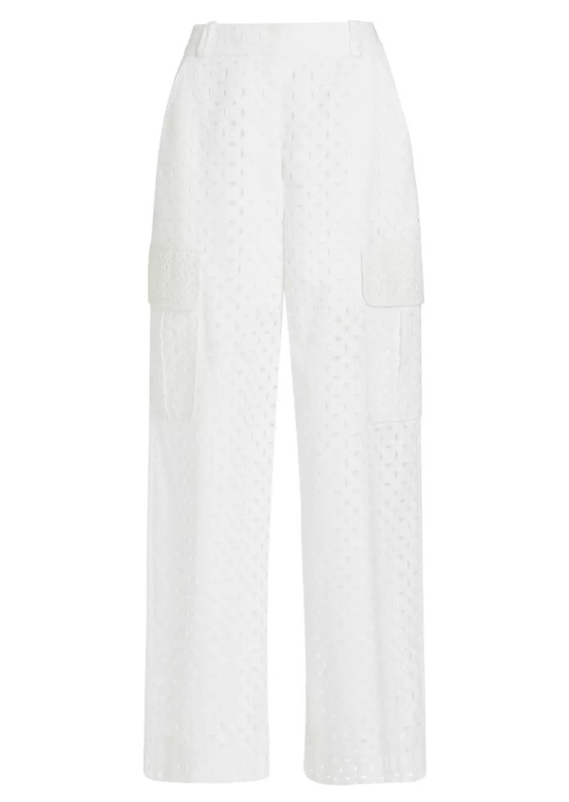 Zimmermann Matchmaker Wide-Leg Cotton Eyelet Pants