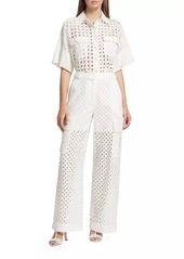 Zimmermann Matchmaker Wide-Leg Cotton Eyelet Pants