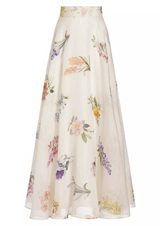 Zimmermann Natura Linen-Silk Floral Maxi Skirt