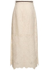 Zimmermann Ottie Embroidered Linen Midi Skirt